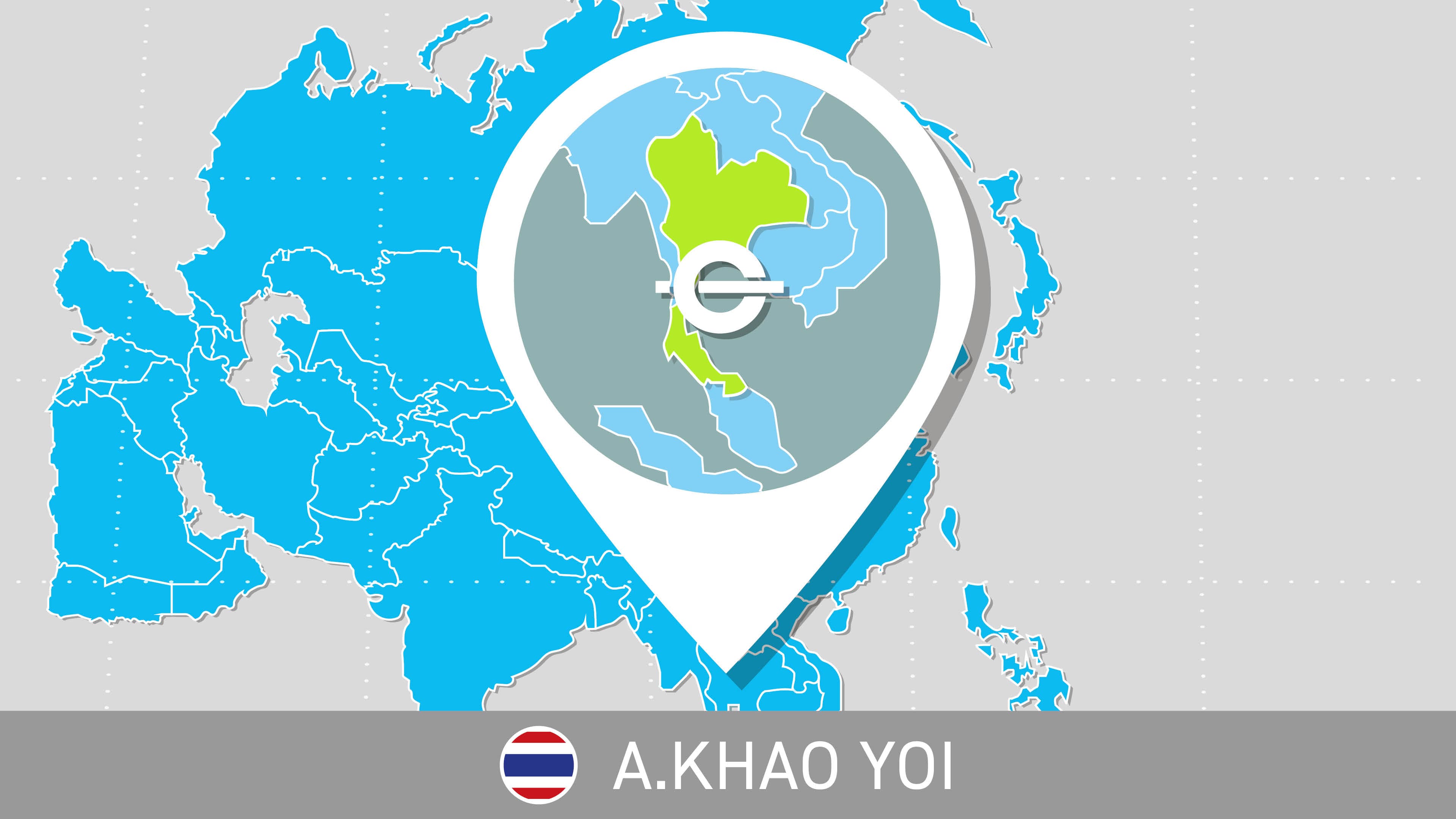 Pin for Thailand on a map of Asia