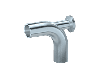 Special 90° elbow with an outlet in the bending area