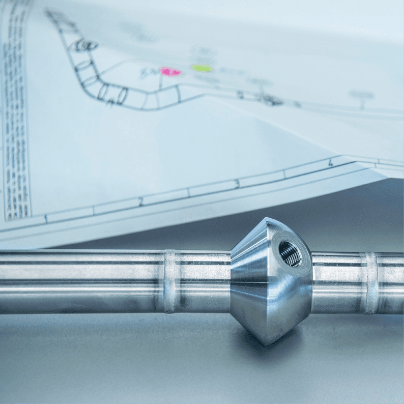 Custom-made stainless steel tube system based on technical drawing